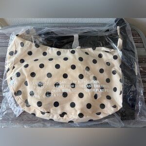 Baggu Medium Crescent Cream and Black Polka Dot NWT